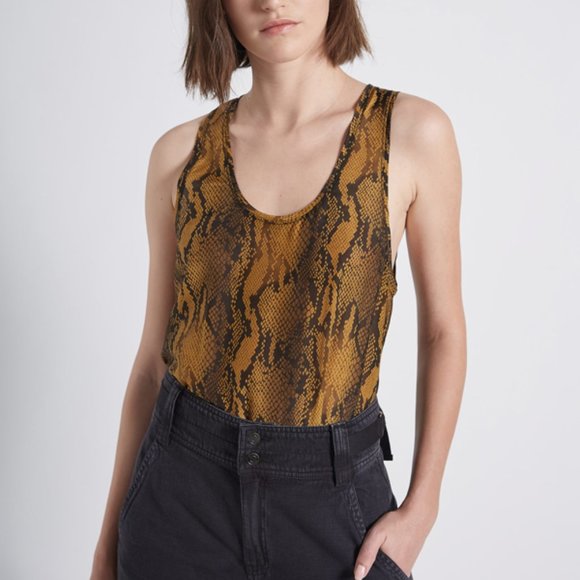 $198 Current Elliott The Bermuda Tank Brown Python - Picture 1 of 3